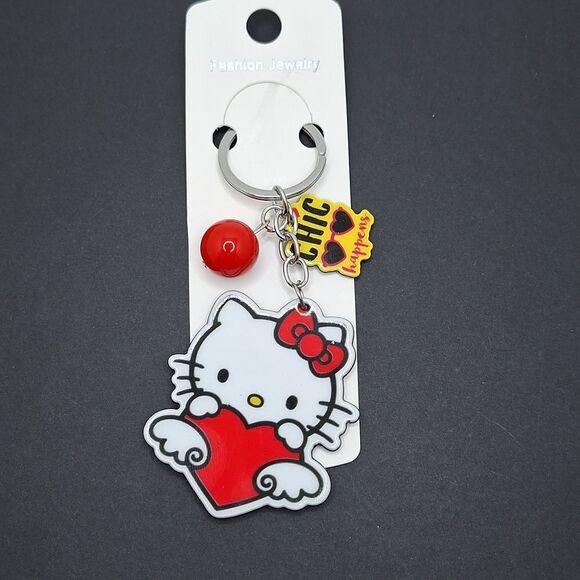 Hello kitty with heart keychain keyring charm accessory - Picture 1 of 4